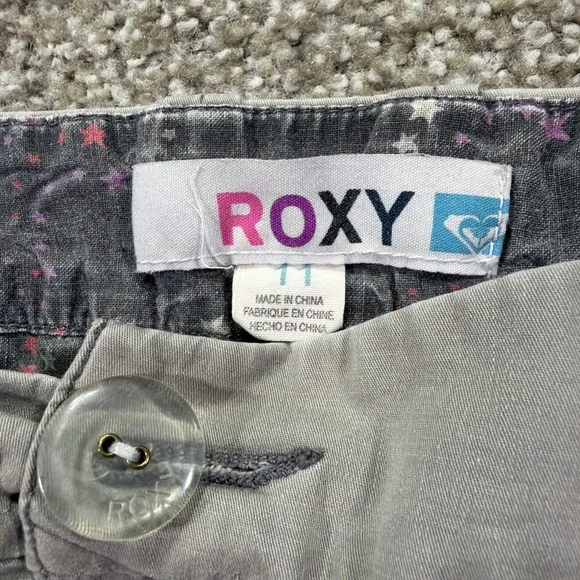 Y2k Low Rise Roxy Short Shorts Gray Faded Stretch Low Rise Essentials 34' Waist - Picture 3 of 10